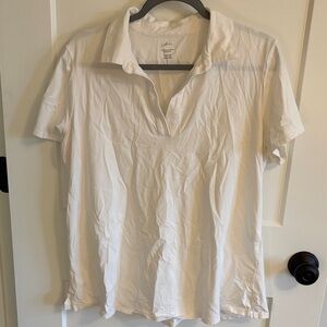 White Short-Sleeve Polo Shirt - JJill